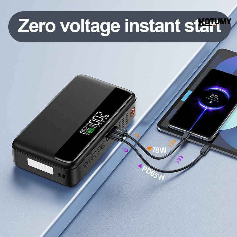 Car Portable Tire Inflator - Multifunktions-Schnellstart-Autostarter Tragbarer Reifenfüller Luftkompressor mit LED-Licht