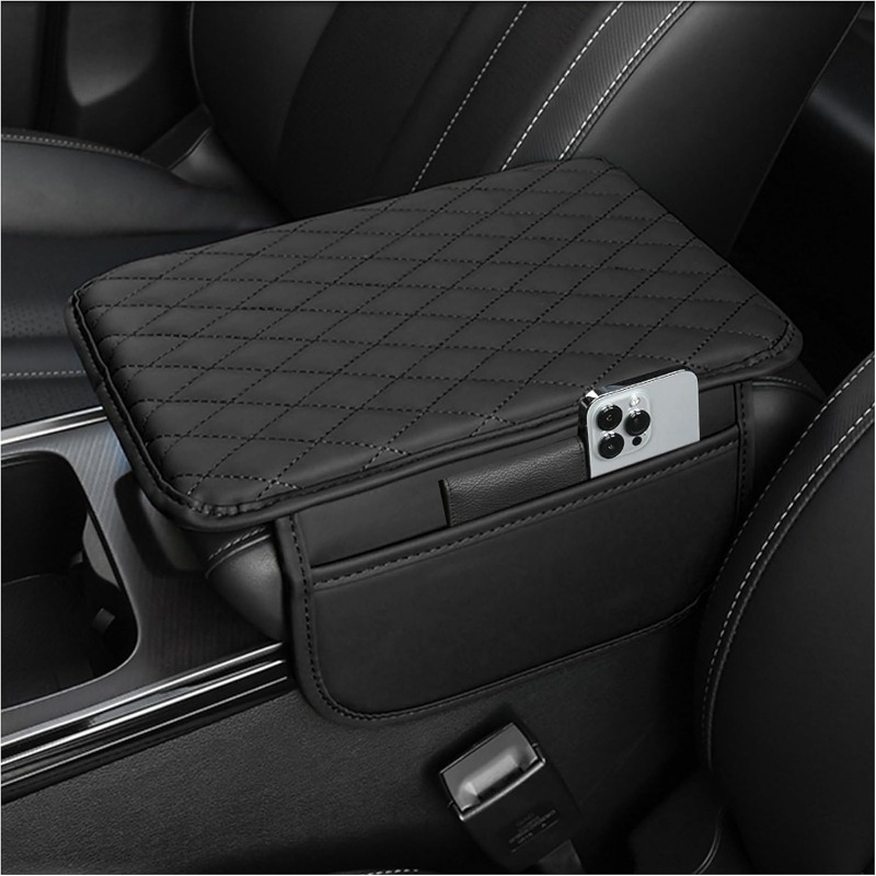 Car Accessories Papar - Auto-Mittelkonsolenabdeckung, mit 2 Aufbewahrungstaschen, universelle Auto-Armlehnen-Aufbewahrungsbox,