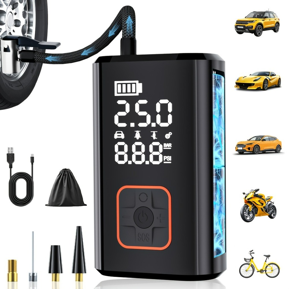 Car Portable Tire Inflator - Tragbarer Luftkompressor Kabelloser Auto-Reifenfüller Elektrische Luftpumpe