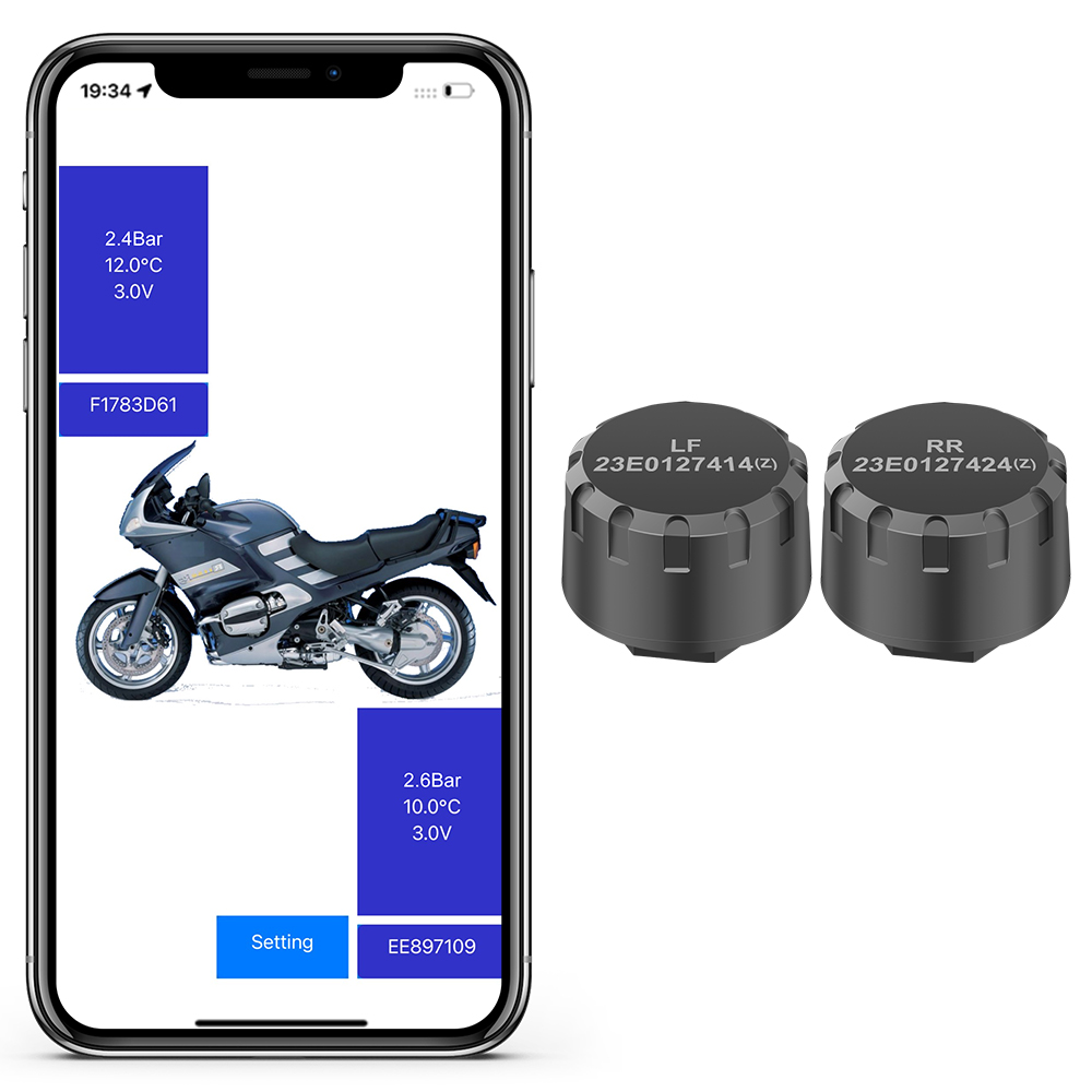Tire Pressure Monitor - Motorrad TPMS 2 Sensoren Bluetooth 4.0