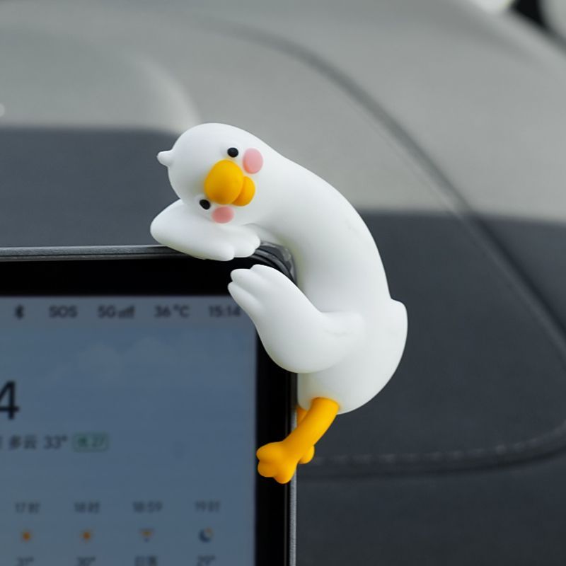 Car Accessories Hanging - Niedliche Cartoon Weiße Ente Auto-Bildschirm-Hängedekoration Kleine