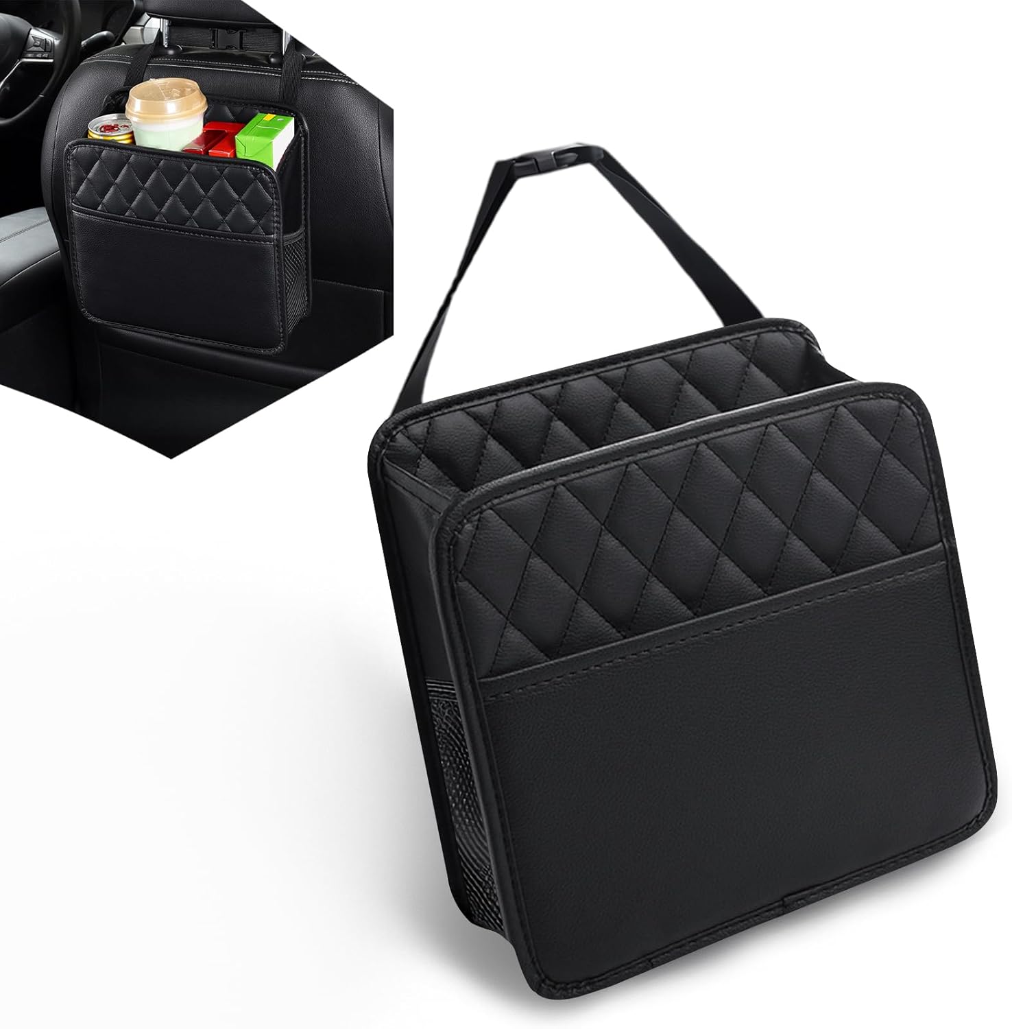 Car Accessories Hanging - Hängende Aufbewahrungstasche für Auto-Rücksitz, PU-Leder Multifunktionaler