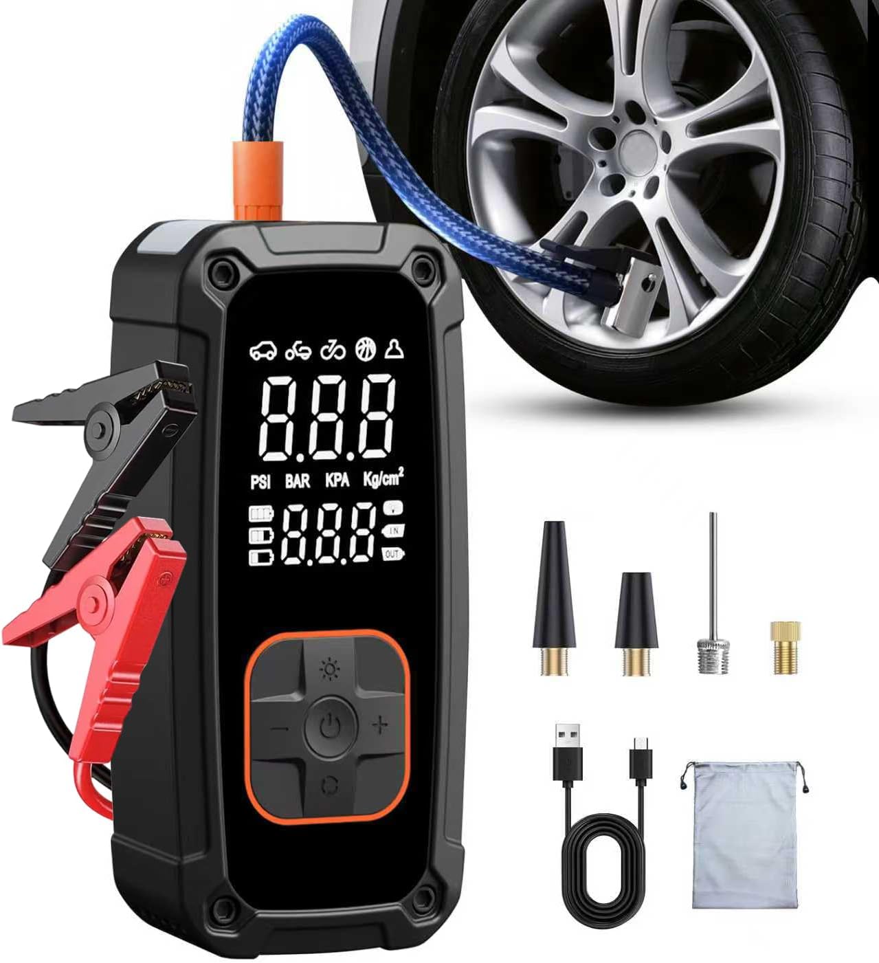 Car Portable Tire Inflator - Tragbarer Luftkompressor Reifenfüller - 150PSI Schnellaufblaspumpe