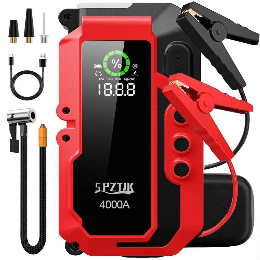 Portable Jump Starter - 4000A Auto-Starthilfe - Tragbares Powerpack mit