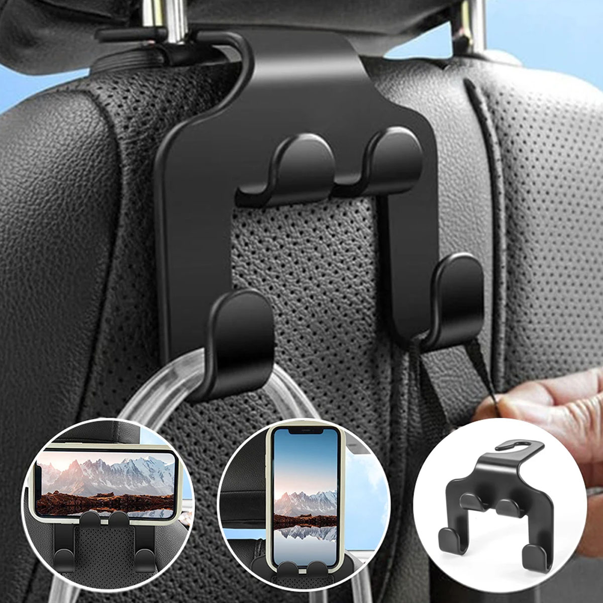 Car Accessories Hanging - Auto-Sicherheitssitz-Kopfstützenhaken mit vier Haken, Geldbörsenhalter-Haken für
