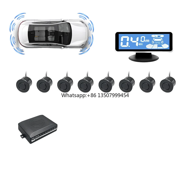 Parking Sensor Reverse - Rückfahrradar-Einparksensor-Set mit 8 Vorder-/Hecksensoren 360-Grad-Überwachungssystem Universal