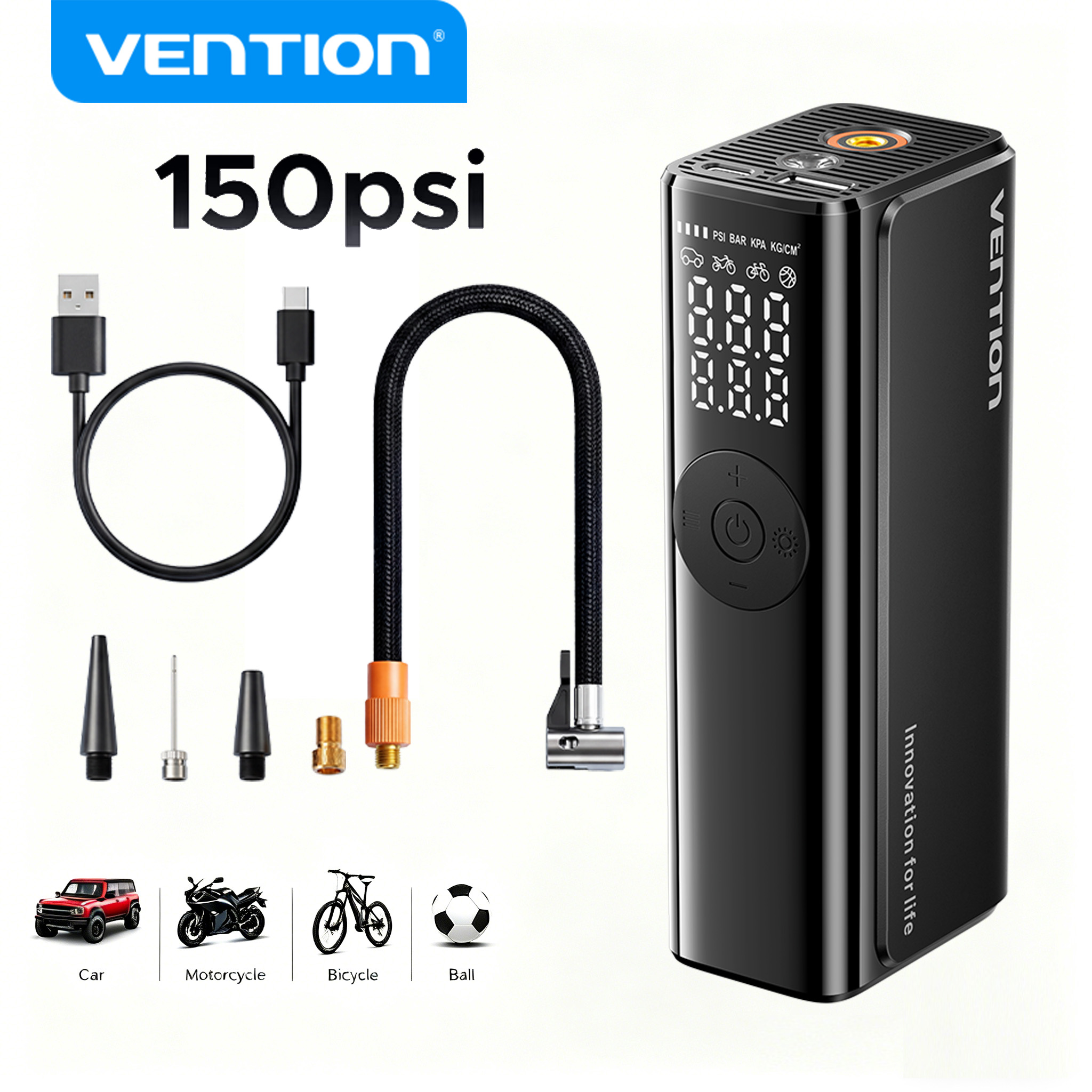 Vention Auto-Luftpumpe, 5200 m – Car Portable Tire Inflator Bewertung und Preis