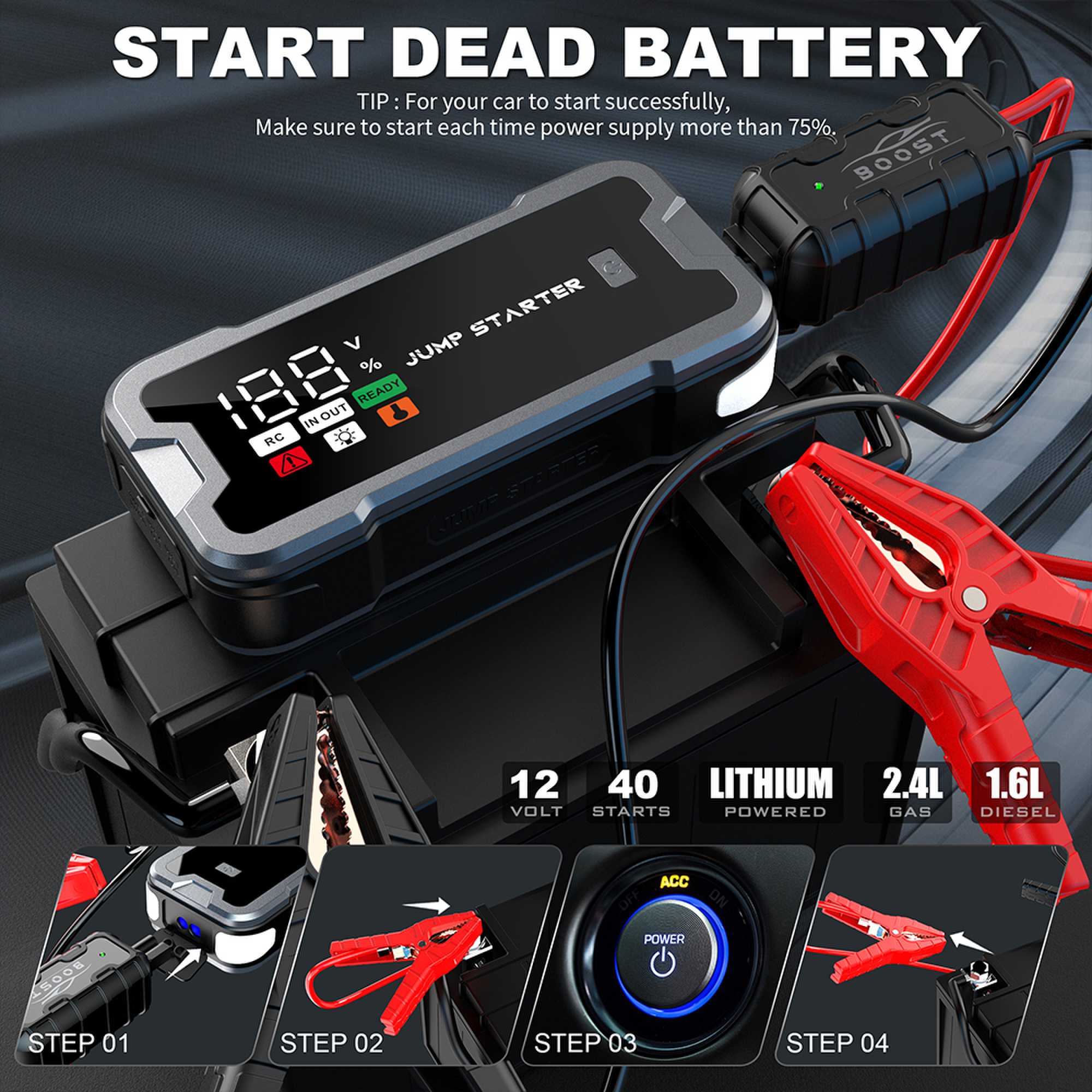 4000A Auto-Starthilfe, Tragbar – Portable Jump Starter Bewertung und Preis
